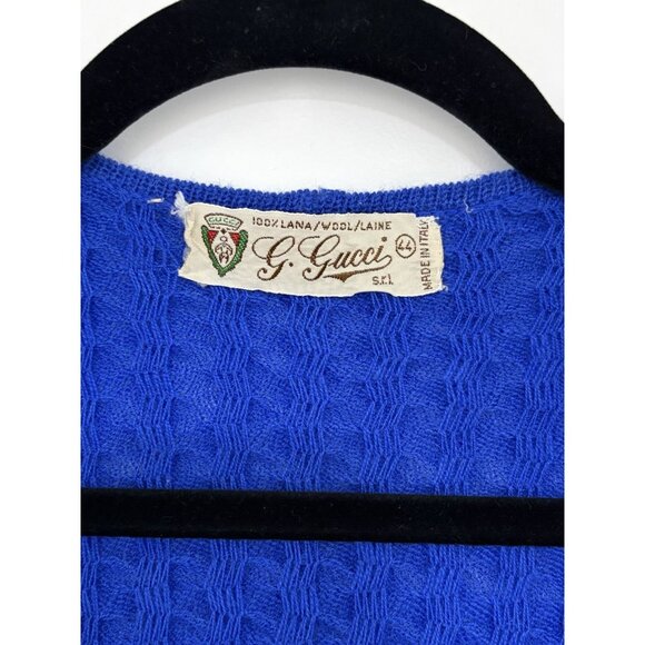 Vintage Rare G. Gucci Women’s 1950/1960’s Blue 2 Button Wool Cardigan Size 44 - Picture 5 of 11